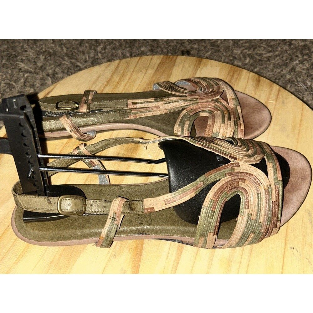Alberto Fermani  Flat Sandals Women’s  US 9.5 Green/ Brown/Tan